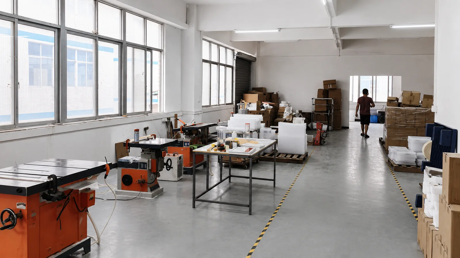 Acrylic fabrication equipment at RAYZON production facility