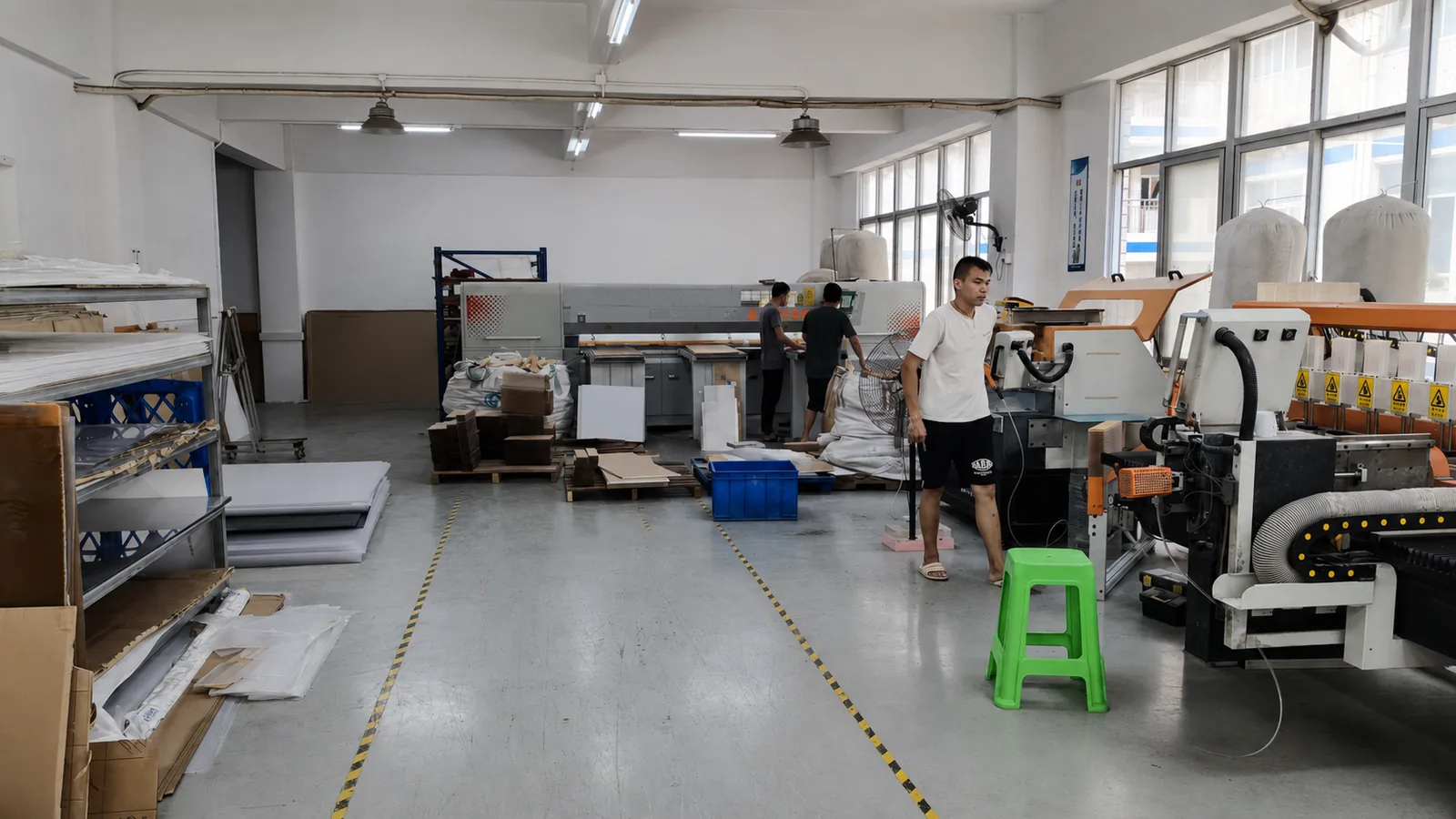 Acrylic display products batch production floor